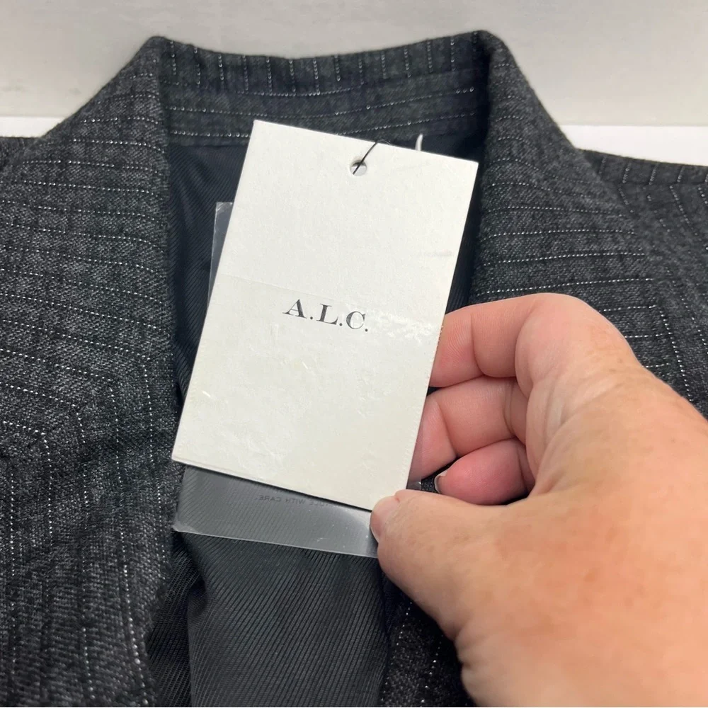 A.L.C.‎ Chadwick Metallic Stripe Double Breasted Blazer Jacket Size 6 90s NEW - Picture 5 of 16